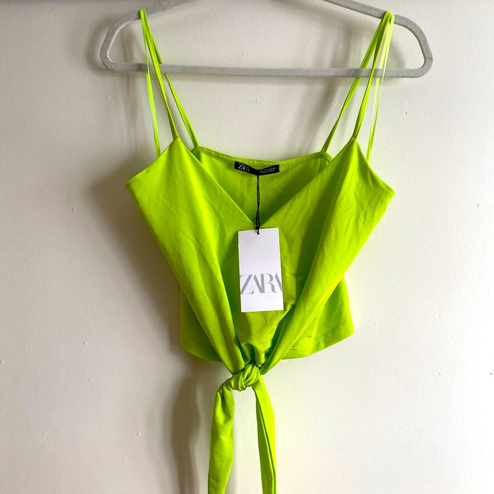 Zara Cropped Neon Green Tank!